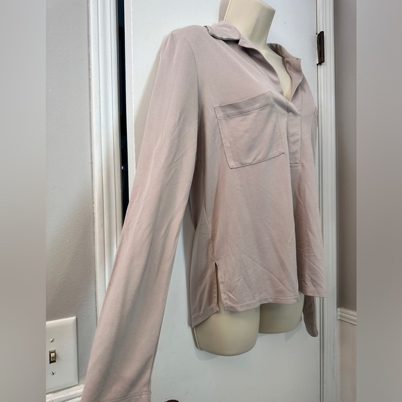 BCBG Max Azria Soft Beige Modal Blend Long Sleeve Top Size S - Picture 5 of 10